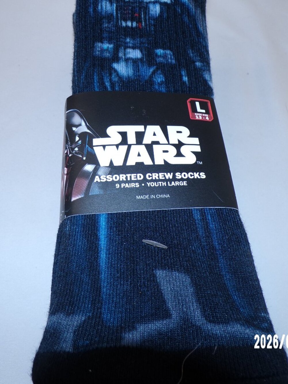 DISNEY STAR WARS PACK OF ( 9 ) YOUTH SIZE LARGE ( 13-4 ) ASSORTED CREW SOCKS